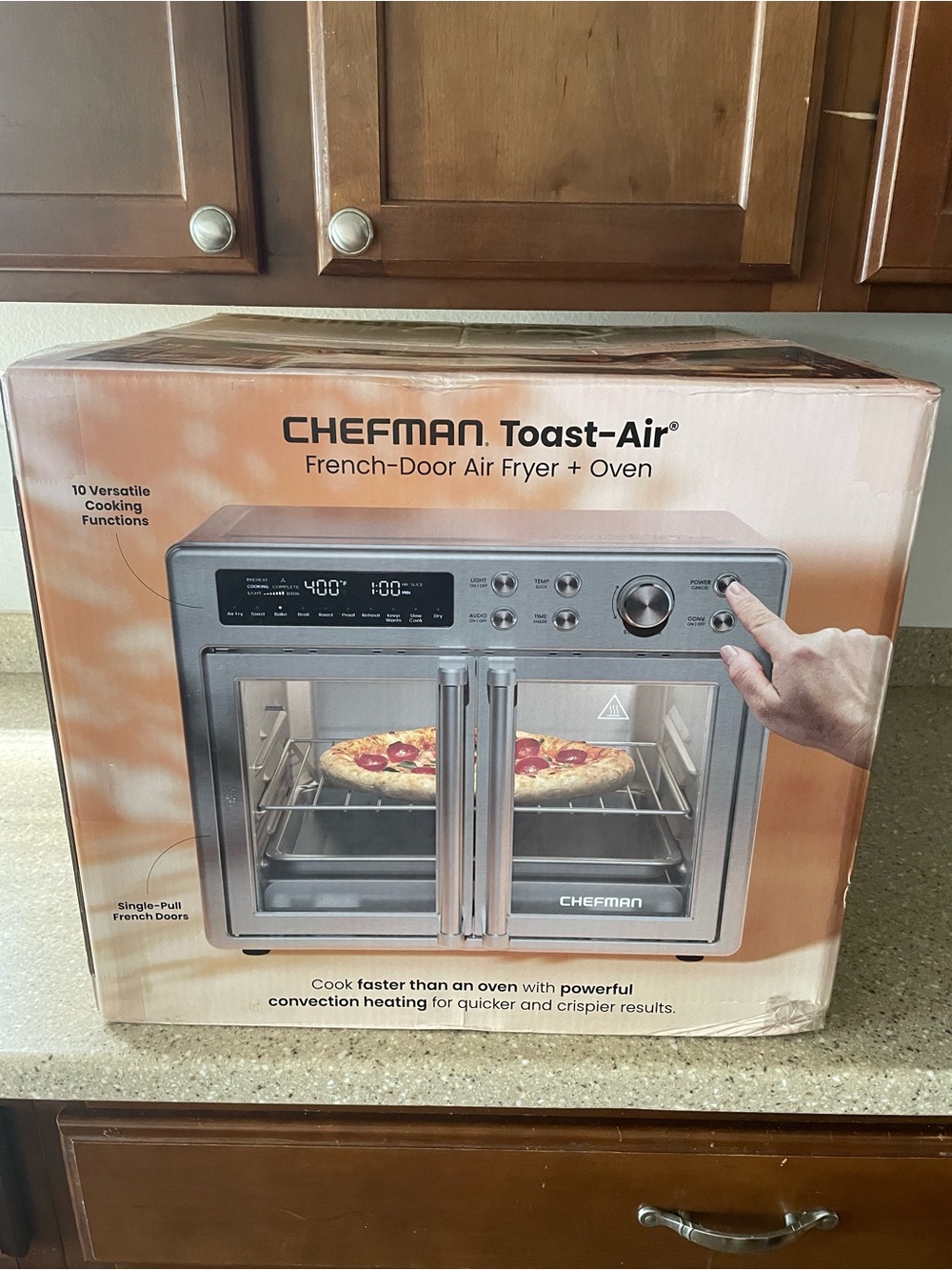 Chefman Toast-Air French Door 10-in-1 Toaster Oven Air Fryer New